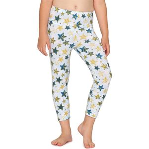 Merry Style Meisjes Leggings - Vrijetijdsbroek - Capri - Katoen - MS-MS10-405-LE - Wit/Blauw Gouden Sterren - 152