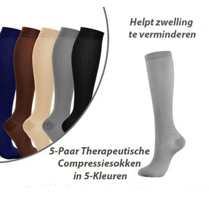 5-Paar Therapeutische Compressiesokken in 5-Kleuren 36-41