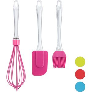 Relaxdays - Bakkwast Set - Roze - Siliconen - Pannenlikker en Garde