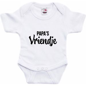 Papas vriendje tekst baby rompertje wit jongens - Kraamcadeau/ Vaderdag cadeau - Babykleding 80