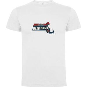 Wit Wanna have t-shirt voor de echte Amerika liefhebber USA de Amerikaanse staat Massachusetts Print Full Color Maat S