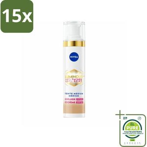 15 x NIVEA - Cellular LUMINOUS630 CC Crème Medium - Gekleurde Dagcrème - Tegen Pigmentvlekken - SPF 30 - 40 ml - Grootverpakking - Gekleurde Dagcrème - Anti-pigmentvlekken - CC Cream - NIVEA Cellular LUMINOUS630 - SPF 30