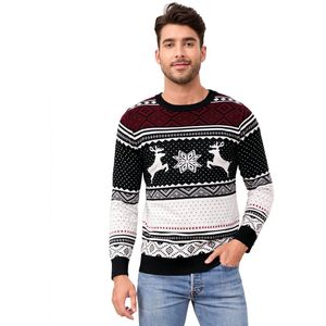 Gezinskersttrui met ronde hals, rendier en sneeuwvlokken, gebreide trui voor dames/heren/kinderen