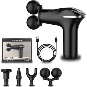 Elpatron.nl proffesionele Dubbele Massage Kop massagepistool massagegun-Massage Gun - Professioneel - Inclusief 4 Opzetstukken - Zwart - Massage Apparaat - Massage-gun - Massagegun