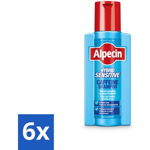 6 x Alpecin - Hybrid - Shampoo - Gevoelige Hoofdhuid - 250 ml - Shampoo Voor Gevoelige Hoofdhuid - Anti-roos Shampoo - Haaruitval Shampoo - Kalmerende Shampoo - Hydraterende Shampoo