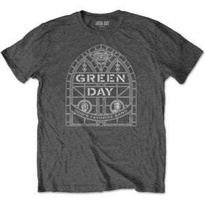 Green Day - Stained Glass Arch Heren T-shirt - S - Grijs