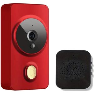 Bovista Video Deurbel - Deurspion Met Camera En Wifi - Videodeurbel - Draadloos - Deurbel (t-ring geluid) - Camera - Buiten - Videoconversatie - Rood