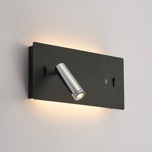 Lucande - LED wandlamp - 2 lichts - metaal, aluminium - H: 14 cm - zwart, chroom - Inclusief lichtbronnen