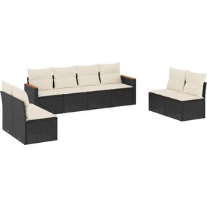 vidaXL - 8-delige - Loungeset - met - kussens - poly - rattan - zwart