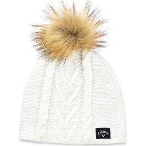 Callaway pom pom beanie effen - wit