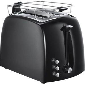 StayPowered Broodrooster - Perfecte Toast Resultaten, Elke Keer Weer - 2 Brede Sleuven - 6 Bruiningsniveaus - Ontdooi- en Opwarmfunctie - Geïntegreerde Toasttang - Automatische Broodcentrering - Kruimellade - Zwart - Levering Sneller dan Aangegeven!