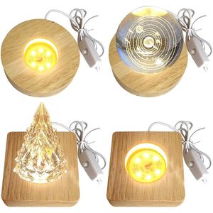 Houten LED-lichtsokkel - 4 stuks