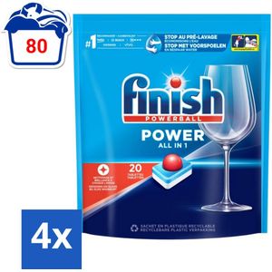 Finish Powerball - Power All in 1 - Vaatwastabletten - Reiniging & Glans - 20 Tabletten - Voordeelverpakking - 4 stuks