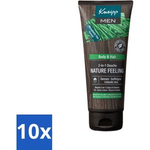 10 x Kneipp - Douchegel - Men - Nature Feeling - 2-in-1 - 200 ml - IJslands Mos - 2-in-1 - Frisse Geur - Huidvriendelijk - Vegan