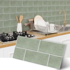 Saliegroene zelfklevende plaktegels - tegelstickers voor keuken en badkamer - 12 stuks Zelfklevende tegels