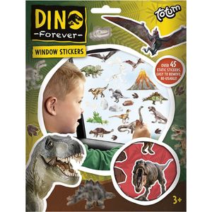 Totum Dino 45 raam stickers niet permanente verplaatsbare stickers dinosaurus voor thuis en op reis