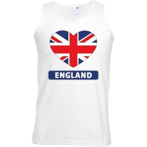 Engeland hart vlag singlet shirt/ tanktop wit heren XL