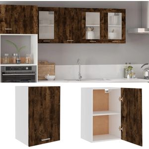 The Living Store Wandkast - Keuken - 39.5 x 31 x 60 cm - Gerookt Eiken - Duurzaam materiaal