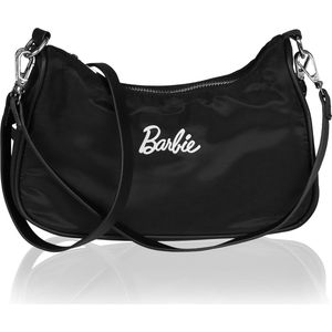 Barbie - Zwarte baguette schoudertas, zilveren rits 25,5x12,5x6,5 cm