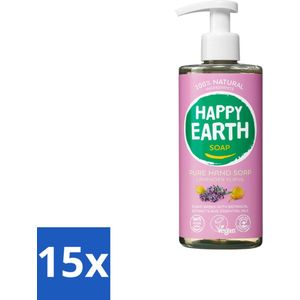 Happy Earth – Handzeep – 100% Natuurlijk Lavender Ylang – 300 ml - Bulkverpakking - 15 stuks