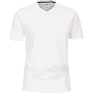 Redmond regular fit T-shirt - korte mouw O-hals met knoopsluiting - wit - Maat: 5XL