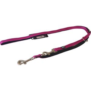 Nobby Soft Grip Verstelbare Hondenlijn - Dubbel Nylon - Gevoerd - Roze / Zwart - Breedte 15 mm - Lengte 200 cm