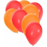 30x ballonnen - 27 cm - rood / oranje versiering