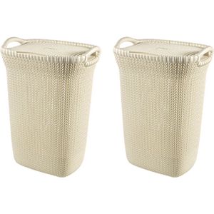 Curver Knit Wasmand met deksel - 57L - 2 stuks - Wit