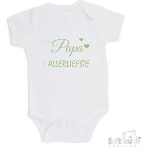 100% katoenen Romper ""Mijn papa is de allerliefste"" Vaderdag Unisex Katoen Wit/sage green (saliegroen) 56/62
