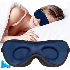Luxe Slim Oogmasker voor Slapen Blackout Slaapmasker voor Vrouwen Mannen Nachtslaapmasker voor Zijslapers - Navy - Comfortabel Verstelbaar