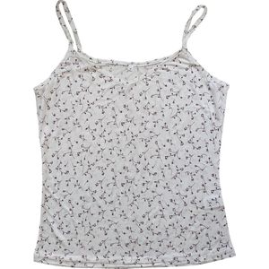 Zijden Spaghetti Hemdje Wit met Lila Print Kokon Zwo - S