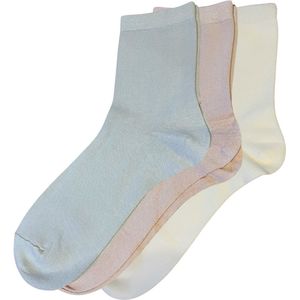 green-goose® Bamboe Dames Sokken - Maat 39-42 - 3 Paar - Roze, Wit, Blauw - 95% Bamboe - Zacht, Admenend en Duurzaaam!