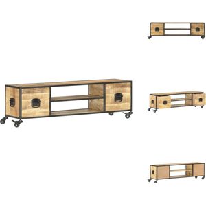 vidaXL Mangohouten Tv-meubel - 130x30x39 cm - Industrieel design - Kast