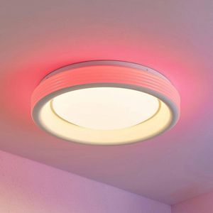 Lindby - LED plafondlamp - RGB - met dimmer - CCT  - 1licht - metaal, kunststof - H: 10 cm - wit - Inclusief lichtbron
