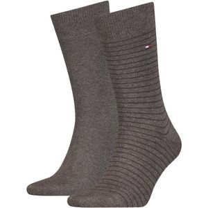 Tommy Hilfiger Small Stripe Sock (2-pack) - heren sokken - bruin gestreept - Maat: 43-46