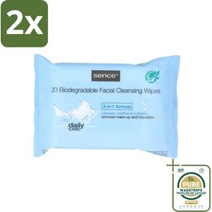 Sence - Normale Huid - Gezichtsreinigingsdoekjes - Mild Reinigend - 20 Doekjes - Voordeelverpakking - 2 stuks - Gezichtsreinigingsdoekjes - Huid reinigen