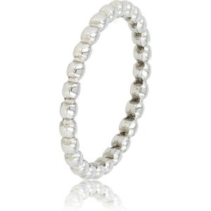My Bendel - Zilverkleurige ring met bolletjes - Leuke zilverkleurige bolletjes ring gemaakt van mooi blijvend edelstaal - Met luxe cadeauverpakking