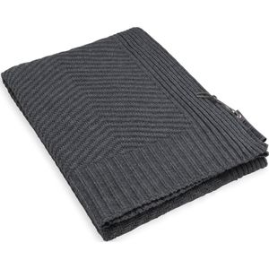 Knit Factory Beau Gebreid Plaid - Woondeken - Kleed - Antraciet - 160x130 cm