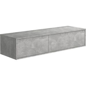 [NEW VERSION]Hangend badkamermeubel grijs beton - 150 cm - ISAURE L 150 cm x H 32 cm x D 47 cm