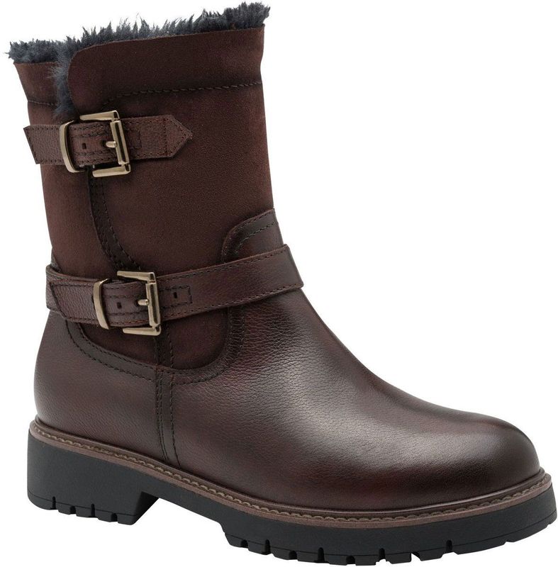 Tamaris - Winter Mocca - Leren Enkellaarsjes - Bruin - Gesp en Rits