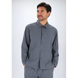 Calvin Klein - Heren Pyjama - Middenblauw Gestreept - Lange Broek en Shirt met Lange Mouwen