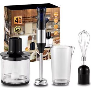 J&R 4-in-1 Handblender - Handmixer - Blender set - Staafmixer - Keuken mixer - RVS - 1000W