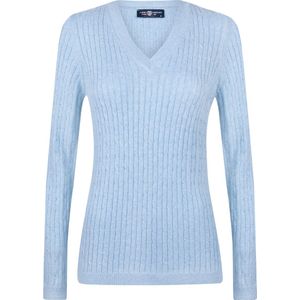Jimmy Sanders V-Neck Sweater - V Trui - 100% Katoen Dames Babyblauw - Xl