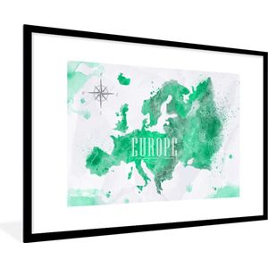Fotolijst incl. Poster - Wereldkaart - Europa - Verf - 120x80 cm - Posterlijst