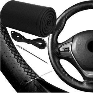 Xtrobb Stuurhoes - Zwarte Eco-leer - Antislip en Comfortabele Grip - Voor Stuurwielen van 37-39 cm