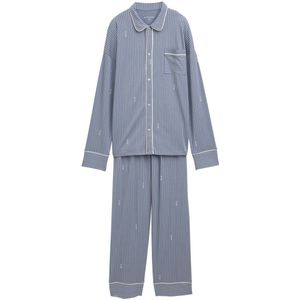 Tom Tailor - Pyjama - Blauw - Lange Broek - Nachtgoedcollectie