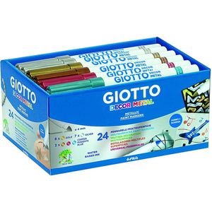 Giotto Schoolpack 24 Fibre Pens Giotto Decor Metal - Metal Colors (8 X Gold, 7 X Silver, 3 X Magenta, 3 X Bronze, 3 X Blue)