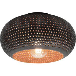 Plafondlamp Zwart / Bruin - Metaal - 20x35x35cm - Disk Punch - Giga Meubel