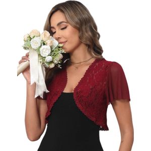Elegante Dames Bolero met Korte Mouwen van Kant voor Bruiloft en Feest