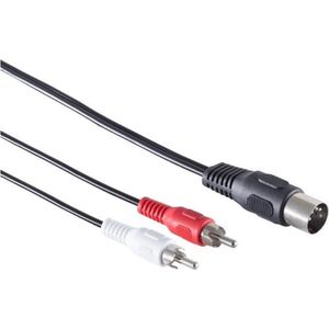 DIN 5-pins - Tulp stereo 2RCA audiokabel (opnemen) / zwart - 1,5 meter